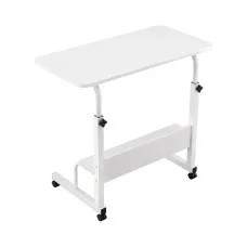 Artiss Portable Laptop Desk Sit Stand Workstation 80cm White Height Adjustable with Storage Shelf