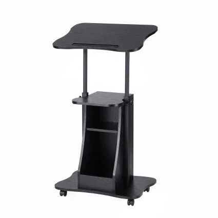 Artiss Mobile Lectern Podium Stand Height Adjustable Sit-to-Stand with Storage Black