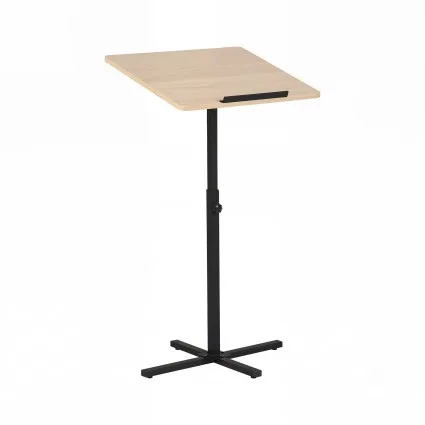 Artiss Floor Podium Stand 78-127cm Height Adjustable Portable Laptop Desk with Slanted Desktop Black Pine