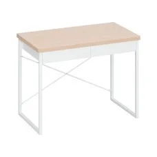 Artiss 100CM Oak Computer Desk with Drawers, Steel Frame, X-Brace Stability, Melamine Finish for Home Office