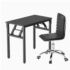 Artiss Foldable Computer Desk and Office Chair Set, Black, PU Leather, 80x40cm, Home Office Study, Adjustable, Sturdy