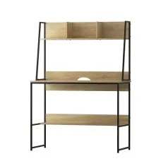 Artiss Computer Desk with Bookshelf Storage, 12mm Particle Board, 100cm Oak, Ideal for Small Spaces, Easy Assembly