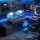 Artiss 200cm L Shaped Gaming Desk Rustic Brown with RGB LED Strip and Built in Power Outlets USB Type C