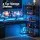 Artiss 200cm L Shaped Gaming Desk Rustic Brown with RGB LED Strip and Built in Power Outlets USB Type C