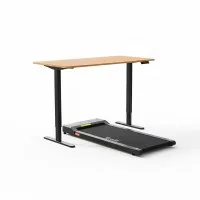 Artiss Electric Treadmill & 120cm Adjustable Standing Desk Combo - 1-10km/h Speed, Bluetooth, White/Natural Wood Finish