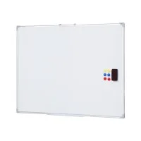 Magnetic Whiteboard 90x120cm Double-Sided Steel Dry-Erase Board with Wheels, Marker, Eraser, Magnets, Tray