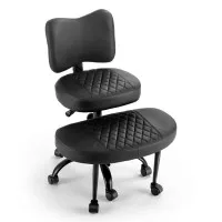 Artiss Cross-Legged Kneeling Meditation Chair Adjustable Ergonomic Office Seat with Rotating Footrest Black