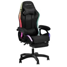Artiss Gaming Office Chair Black - 12 RGB LED, 8-Point Massage, Recline 135°, PU Leather, Footrest, 150kg Capacity