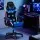 Artiss Gaming Office Chair - Blue PU Leather, RGB LED, 8-Point Massage, 135° Recline, Footrest, 360° Swivel, 150kg