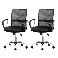 Artiss Mesh Office Chair Set of 2 - Mid Back, Black, Breathable Mesh, Adjustable Height, Chrome Base, 120kg Capacity