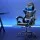 Artiss Gaming Office Chair Recliner with Footrest, Blue PVC Leather, 65x65x116-126cm - Ergonomic High-Back Comfort