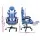 Artiss Blue & White Executive Gaming Chair – High-Back, PVC Leather, Adjustable Footrest, 360° Swivel, 120kg Capacity
