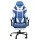 Artiss Blue & White Executive Gaming Chair – High-Back, PVC Leather, Adjustable Footrest, 360° Swivel, 120kg Capacity