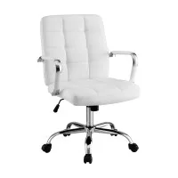 Artiss White PU Leather Office Chair with Mid-Back, Adjustable Height, Chrome Base, and Padded Armrests