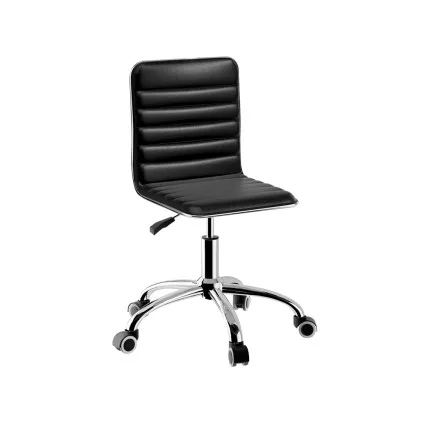 Artiss Black PU Leather Office Chair - Low Back, Adjustable Height, 360° Swivel, Metal Base, Padded Seat, 150kg Capacity
