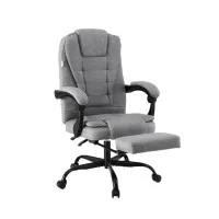 Artiss Executive Office Chair with Fabric Seat, High Back, Footrest, 360° Swivel, Recline, Grey, 120kg Capacity