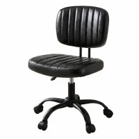 Artiss Armless PU Leather Office Chair Height Adjustable 45–54cm 360° Swivel Compact Ergonomic Black