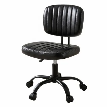 Artiss Armless PU Leather Office Chair Height Adjustable 45–54cm 360° Swivel Compact Ergonomic Black