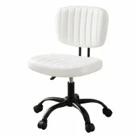 Artiss Armless Office Chair White PU Leather Ergonomic Height Adjustable 45-54cm 360° Swivel Castors