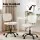 Artiss Armless Office Chair White PU Leather Ergonomic Height Adjustable 45-54cm 360° Swivel Castors
