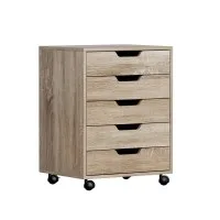 Artiss 5-Drawer Mobile Filing Cabinet, Scratch Beige, 360° Casters, 49x41x62cm, Easy Access, Locking Wheels, 1-Year