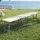 Gardeon 180cm Folding Garden Bench HDPE Fold In Half Portable Trestle Seat White Grey Frame 180 cm Long