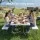 Gardeon 180cm Folding Garden Bench HDPE Fold In Half Portable Trestle Seat White Grey Frame 180 cm Long