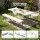 Gardeon 180cm Folding Garden Bench HDPE Fold In Half Portable Trestle Seat White Grey Frame 180 cm Long