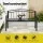 Gardeon Multi-functional Steel Garden Bench Loveseat with Foldable Table, Weather-Resistant, Black, 126cm