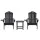 Gardeon 3-Piece Outdoor Adirondack Set Black—HDPE Weatherproof Chairs with Cup Holders & Side Table, 170kg Capacity