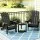 Gardeon 3-Piece Outdoor HDPE Folding Adirondack Chair Set Black with Side Table Weatherproof 170kg Capacity