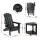 Gardeon 3-Piece Outdoor HDPE Folding Adirondack Chair Set Black with Side Table Weatherproof 170kg Capacity