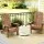 Gardeon Folding HDPE Adirondack Chair Set 3‑Piece with Side Table Waterproof Durable Brown White Outdoor