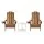 Gardeon Folding HDPE Adirondack Chair Set 3‑Piece with Side Table Waterproof Durable Brown White Outdoor