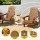 Gardeon Folding HDPE Adirondack Chair Set 3‑Piece with Side Table Waterproof Durable Brown White Outdoor