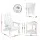 Gardeon 3-Piece Folding HDPE Adirondack Outdoor Set White with Side Table and Cupholders 170kg Capacity
