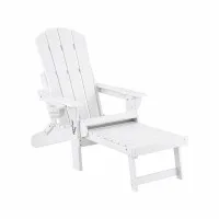 Gardeon Folding Outdoor Patio Adirondack Chair Recliner with Footrest and Cupholder 170kg HDPE White
