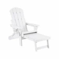 Gardeon Folding Outdoor Patio Adirondack Chair Recliner with Footrest and Cupholder 170kg HDPE White