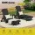Gardeon 3-Piece Black HDPE Sun Lounge Set: Adjustable Reclining Loungers & Table with Wheels for Outdoor Relaxation