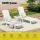 Gardeon 3-Piece White Patio Set: HDPE Adjustable Sun Loungers & Table with Wheels, Weatherproof, Easy Assembly