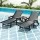 Gardeon HDPE Sun Lounge Set: 4-Position Adjustable Chaise Loungers & Table with Wheels, Weather-Resistant, Black
