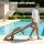 Gardeon 3‑Piece Sun Lounge Set HDPE Wood Grain 4‑Position Adjustable Chaise with Wheels and Table 202cm