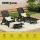 Gardeon 4-Position Adjustable Sun Lounger Chair with Wheels and Cupholder Weather-Resistant HDPE Black