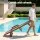Gardeon 4-Position Sun Lounge Chaise Lounger HDPE Wood-Grain Patio Beach Chair with Wheels Brown 150kg