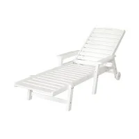 Gardeon Sun Lounger Chaise Lounge 4-Position Adjustable 150kg White Outdoor Chair with Wheels and Cupholder