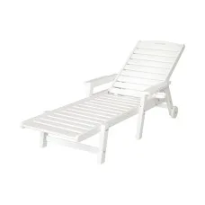 Gardeon Sun Lounger Chaise Lounge 4-Position Adjustable 150kg White Outdoor Chair with Wheels and Cupholder