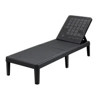 Gardeon Adjustable Outdoor Sun Lounger Chaise Recliner Five Position 150kg Wicker-Look Lightweight Black