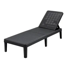 Gardeon Adjustable Outdoor Sun Lounger Chaise Recliner Five Position 150kg Wicker-Look Lightweight Black