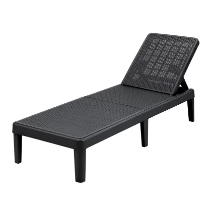 Gardeon Adjustable Outdoor Sun Lounger Chaise Recliner Five Position 150kg Wicker-Look Lightweight Black