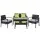 Gardeon 4-Seater Outdoor Wicker Sofa Set - Aluminium Frame, Lime Green Cushions, Tempered Glass Table, Extra Covers